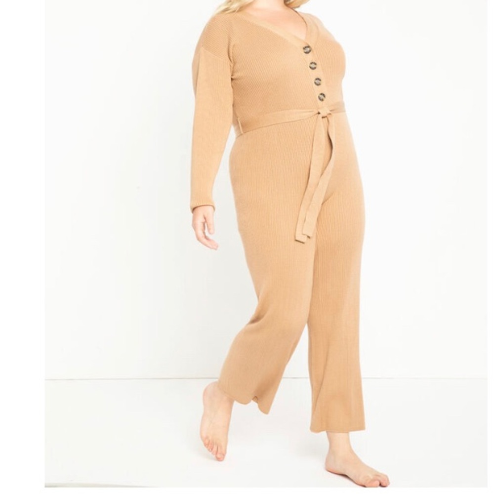 ELOQUII Button Front Sweater Jumpsuit, Size 18/20